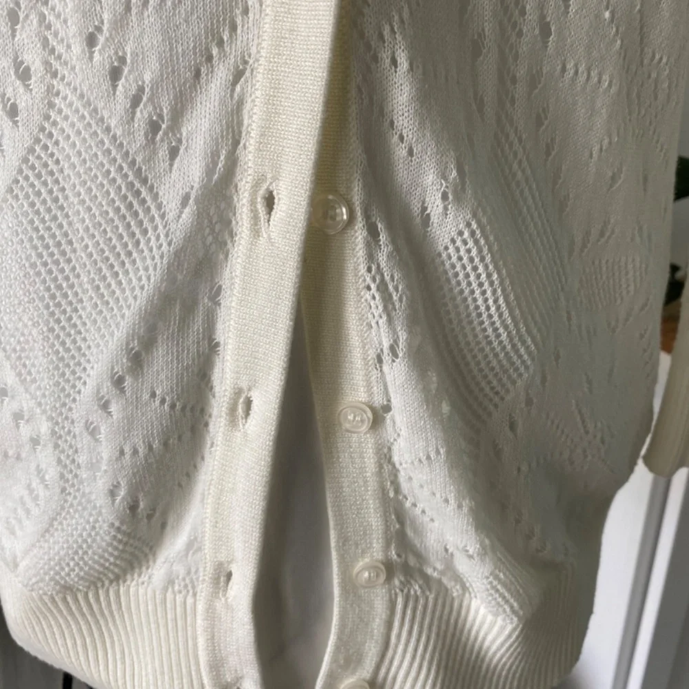 AB Studio White Cardigan Sz M - Picture 3 of 8